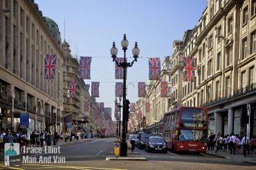 London street with flags